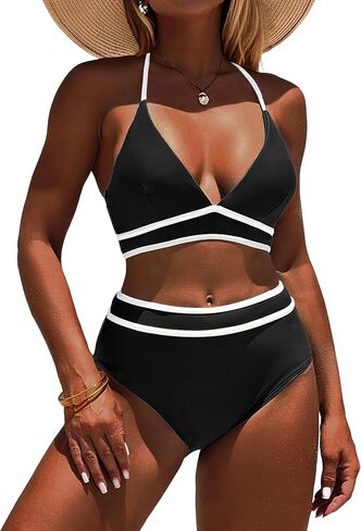 ZAFUL Women's Sheer Mesh Bikini Set High Waisted Tummy Control 2 Piece Tankini Swimsuit Bathing Suit in Kuwait