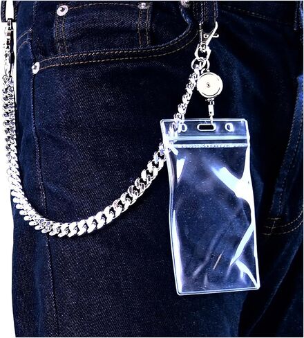 Belt Loop Pants Chain Id Badge, Chain Badge Holder for Pants, Silver in Saudi Arabia