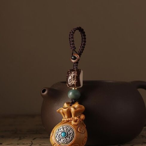 KeyChains for Men Keychain Men's Car Small Pendant, Sandalwood Blessing Bag Six-word Mantra, Backpack Key Key Ring Car in Kuwait