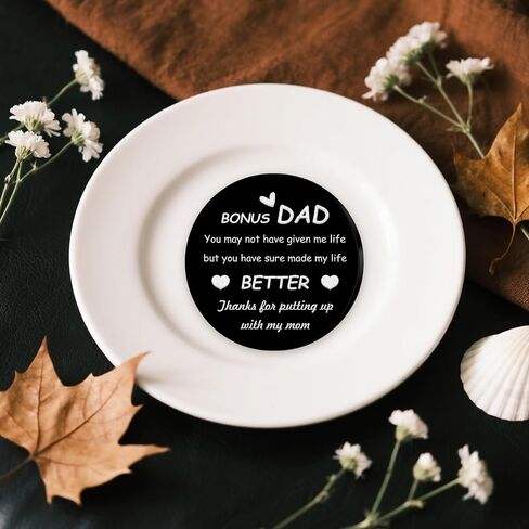 Bonus Dad Keychain Fathers Day Step Dad Gifts Black Pocket Hug Token Cool Dads Gifts from Daughter Son Birthday Christmas Stocking Stuffers for Stepdad Men in Saudi Arabia