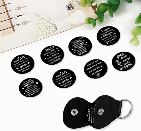 Bonus Dad Keychain Fathers Day Step Dad Gifts Black Pocket Hug Token Cool Dads Gifts from Daughter Son Birthday Christmas Stocking Stuffers for Stepdad Men in Saudi Arabia