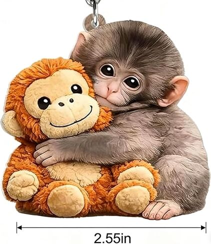 3D Monkey Keychain Cute Plush Hanging Charm, Soft Stuffed Animal Key Ring for Backpack Purse Car Keys, Furry Realistic Monkey Tail Keychain for Women Men in Saudi Arabia