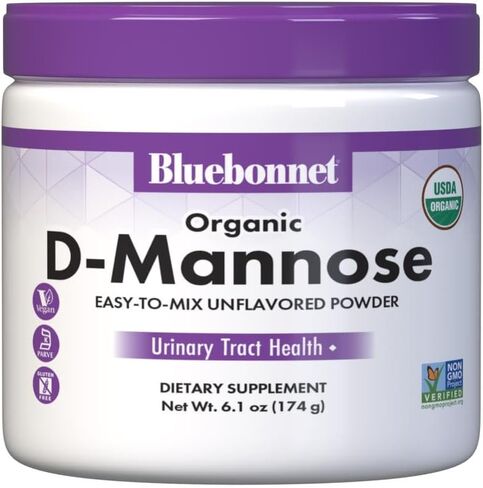 BlueBonnet Nutrition Organic D-Mannose Powder 2000 mg - Fast Acting Urinary Tract Support for Men & Women* - USDA Organic, Non-GMO, Vegan, Kosher, Gluten-Free – 85 Servings, Unflavored Powder in Saudi Arabia