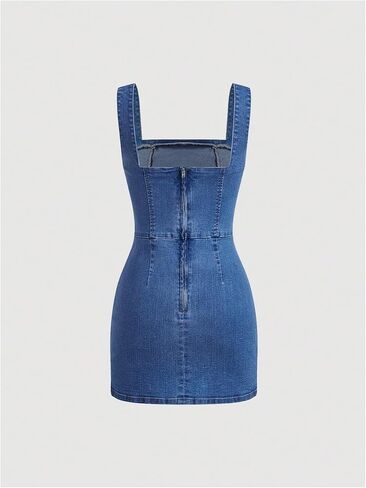 WDIRARA Women's Sleeveless Mini Denim Dress Slit Asymmetrical Hem Bodycon Tank Dresses in Kuwait
