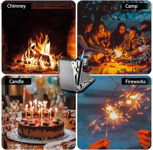 Torch Lighter, Adjustable Windproof Flame, Chef's Professional Gift, 3-in-1, Refillable Butane Lighter for Grilling, Outdoor, Barbecue and Baking Lighters (Butane Gas Free) in Kuwait