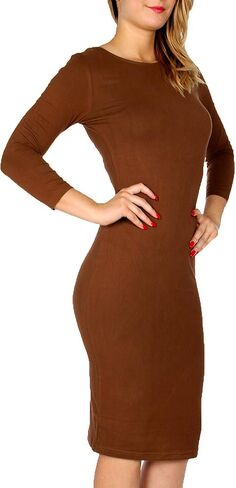 SERENITA Bodycon dresses for women. Sexy midi dresses. 3/4 sleeves super soft comfort dress in Saudi Arabia