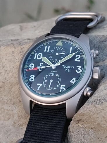 Toujours PRET GMT Military Field Watch. Blasted Stainless Steel - Domed Crystal in Kuwait