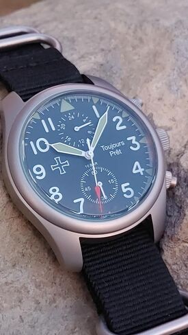 Toujours PRET GMT Military Field Watch. Blasted Stainless Steel - Domed Crystal in Kuwait