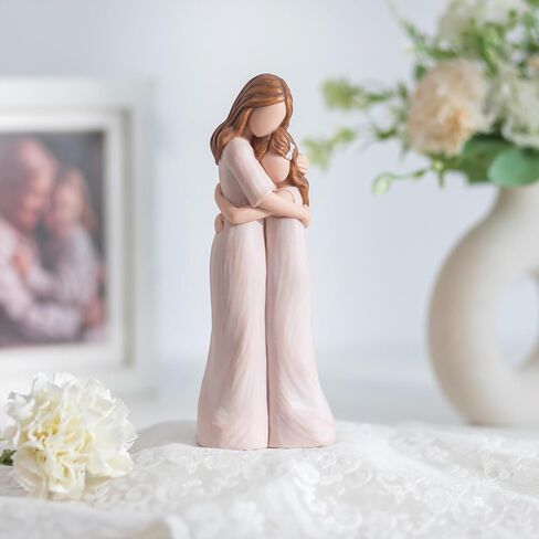 Storieme Mom Birthday Gifts from Daughter: Hand-Painted 7.48" Mother Embracing Daughter Figurines - Sentimental Mom and Daughter Gift Ideas for Birthday Valentines Day Christmas & Home Decor in Saudi Arabia