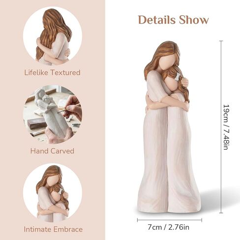 Storieme Mom Birthday Gifts from Daughter: Hand-Painted 7.48" Mother Embracing Daughter Figurines - Sentimental Mom and Daughter Gift Ideas for Birthday Valentines Day Christmas & Home Decor in Saudi Arabia