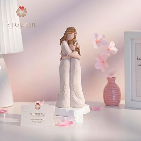 Storieme Mom Birthday Gifts from Daughter: Hand-Painted 7.48" Mother Embracing Daughter Figurines - Sentimental Mom and Daughter Gift Ideas for Birthday Valentines Day Christmas & Home Decor in Saudi Arabia
