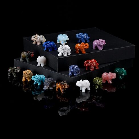 White Jade Elephant 1PC, Gemstone Elephant Figurines, Small Elephant Figurines, Hand Carved Elephant Healing Crystal Elephant Animal Statues for Home Decor in Saudi Arabia