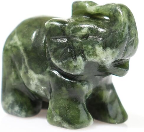 White Jade Elephant 1PC, Gemstone Elephant Figurines, Small Elephant Figurines, Hand Carved Elephant Healing Crystal Elephant Animal Statues for Home Decor in Saudi Arabia