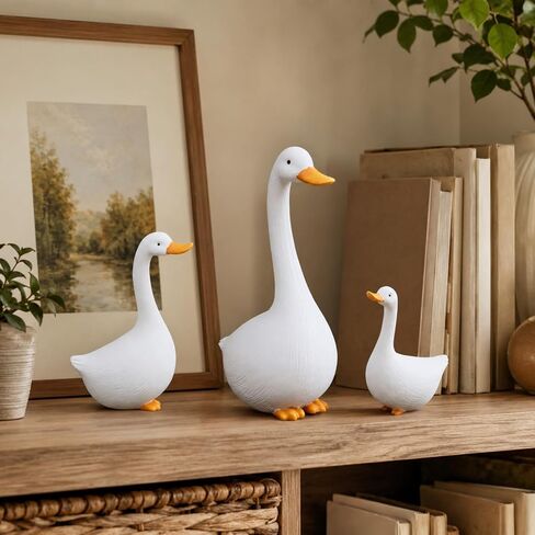 Duck Figurines Set of 3 - Porch Goose Statue for Front Yard Decor, Outdoor Lawn Garden Ducks and Goose Decorations, Perfect Yard Goose Decor and Duck Decoy for Garden Animals Theme in Saudi Arabia
