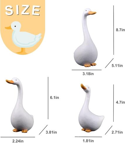 Duck Figurines Set of 3 - Porch Goose Statue for Front Yard Decor, Outdoor Lawn Garden Ducks and Goose Decorations, Perfect Yard Goose Decor and Duck Decoy for Garden Animals Theme in Saudi Arabia