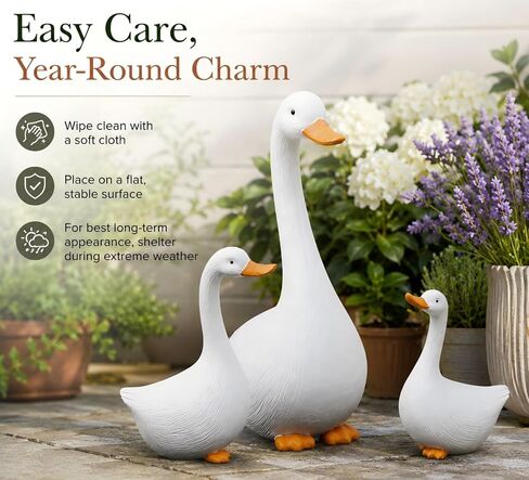 Duck Figurines Set of 3 - Porch Goose Statue for Front Yard Decor, Outdoor Lawn Garden Ducks and Goose Decorations, Perfect Yard Goose Decor and Duck Decoy for Garden Animals Theme in Saudi Arabia