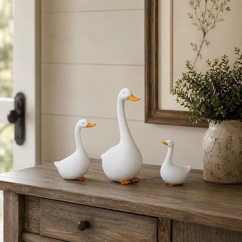 Duck Figurines Set of 3 - Porch Goose Statue for Front Yard Decor, Outdoor Lawn Garden Ducks and Goose Decorations, Perfect Yard Goose Decor and Duck Decoy for Garden Animals Theme in Saudi Arabia