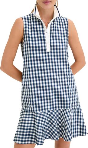 Shiyifa Womens Gingham Polo Dress Sleeveless Golf Mini Dresses Summer V Neck Plaid Tennis Sundress with Pockets in Saudi Arabia