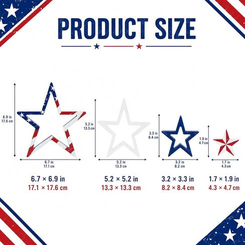 4Pcs 4th of July Wooden Star Signs Table Decorations 250th Anniversary Patriotic Red White Blue Stars Tiered Tray Decor for Independence Veterans Labor Memorial Day Home School Classroom Decor in Saudi Arabia