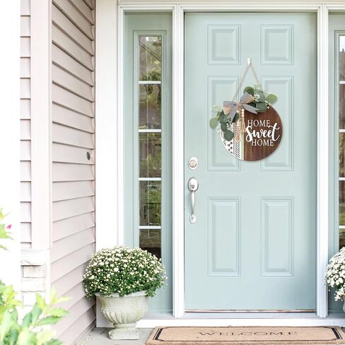 TOARTi 3D Welcome Front Door Wreath Porch Decor, Wooden Home Sweet Home Boho Outdoor Sign Hanging, Farmhouse Aztec Wall Sign Hanger with Artificial Leaves&Rustic Beads in Kuwait