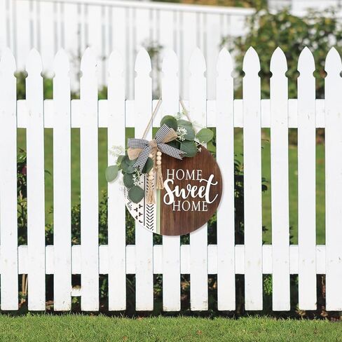 TOARTi 3D Welcome Front Door Wreath Porch Decor, Wooden Home Sweet Home Boho Outdoor Sign Hanging, Farmhouse Aztec Wall Sign Hanger with Artificial Leaves&Rustic Beads in Kuwait