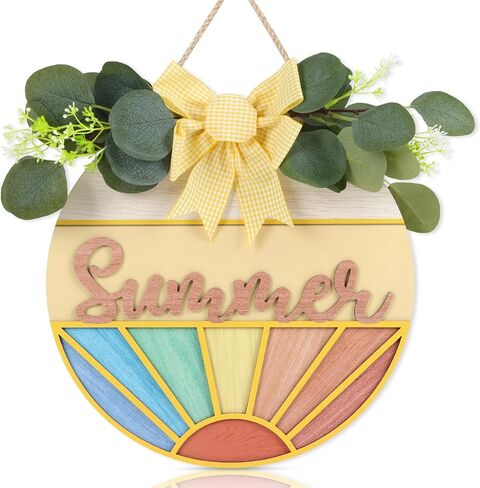 TOARTi 3D Welcome Front Door Wreath Porch Decor, Wooden Home Sweet Home Boho Outdoor Sign Hanging, Farmhouse Aztec Wall Sign Hanger with Artificial Leaves&Rustic Beads in Kuwait