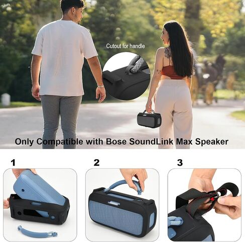 TXEsign Silicone Case for New Bose SoundLink Max Portable Speaker, Travel Carrying Case Protective Cover Replacement Case with Shoulder Strap (Black) in Kuwait