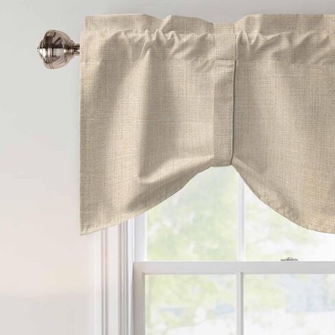Vintage Cream Tie Up Valance for Window, Farmhouse Retro Beige Solid Color Adjustable Balloon Window Shade Valance Curtain for Kitchen Cafe Bathroom Window Treatment Panel 42''x12'' in Saudi Arabia