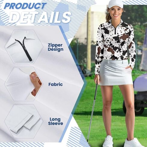 Women's Golf Tennis Polo Shirts Long Sleeve 1/4 Zip Quick Dry Workout Tops Lapel Collared Athletic Shirt in Saudi Arabia