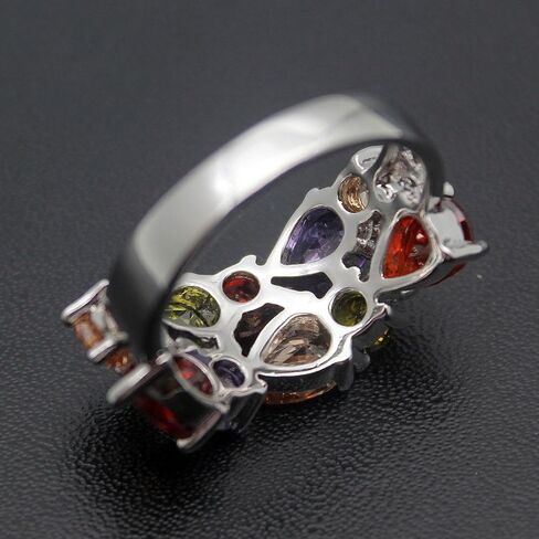 Multicolor Rings for Women,Cubic Zirconia Created Garnet Amethyst Peridot Bridal Jewelry Promise Ring for Christmas Gifts in Saudi Arabia