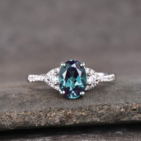 4 Prong Blue Oval Cubic Zirconia Ring Elegant Engagement Style Jewelry for Women in Kuwait