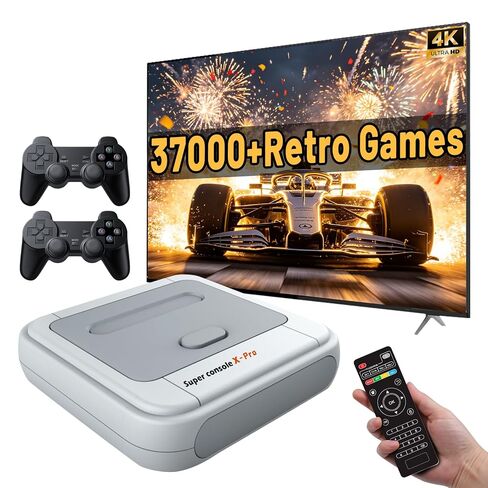 Kinhank Super Console X Retro Video Game Console تم تصميمه في أكثر من 95000 لعبة كلاسيكية ، وحدة تحكم المحاكي لدعم 4K TV HD ، ما يصل إلى 5 لاعبين ، LAN/WIFI ، هدايا للرجال الذين لديهم كل شيء ، 2 gamepads in Kuwait