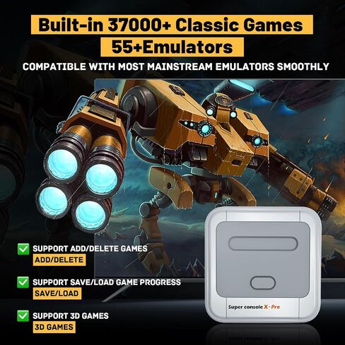 Kinhank Super Console X Retro Video Game Console تم تصميمه في أكثر من 95000 لعبة كلاسيكية ، وحدة تحكم المحاكي لدعم 4K TV HD ، ما يصل إلى 5 لاعبين ، LAN/WIFI ، هدايا للرجال الذين لديهم كل شيء ، 2 gamepads in Kuwait