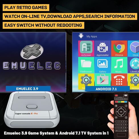 Kinhank Super Console X Retro Video Game Console تم تصميمه في أكثر من 95000 لعبة كلاسيكية ، وحدة تحكم المحاكي لدعم 4K TV HD ، ما يصل إلى 5 لاعبين ، LAN/WIFI ، هدايا للرجال الذين لديهم كل شيء ، 2 gamepads in Kuwait
