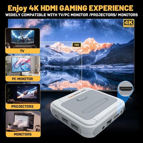 Kinhank Super Console X Retro Video Game Console تم تصميمه في أكثر من 95000 لعبة كلاسيكية ، وحدة تحكم المحاكي لدعم 4K TV HD ، ما يصل إلى 5 لاعبين ، LAN/WIFI ، هدايا للرجال الذين لديهم كل شيء ، 2 gamepads in Kuwait