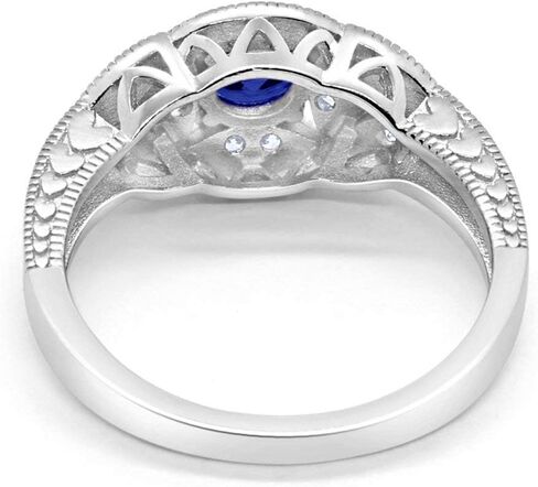 Blue Apple Co. Halo Art Deco Wedding Engagement Bridal Ring Solid 925 Sterling Silver Choose Color in Saudi Arabia