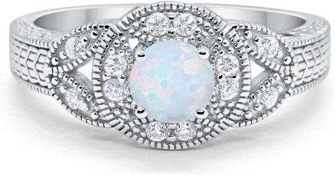 Blue Apple Co. Halo Art Deco Wedding Engagement Bridal Ring Solid 925 Sterling Silver Choose Color in Saudi Arabia