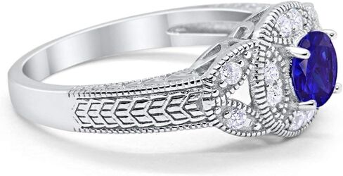 Blue Apple Co. Halo Art Deco Wedding Engagement Bridal Ring Solid 925 Sterling Silver Choose Color in Saudi Arabia