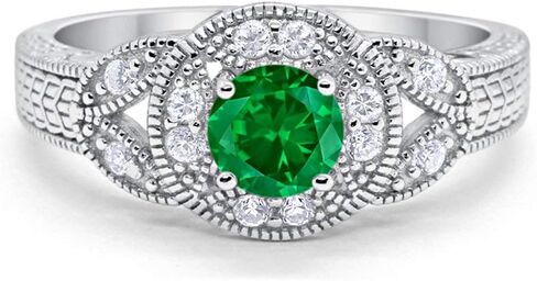Blue Apple Co. Halo Art Deco Wedding Engagement Bridal Ring Solid 925 Sterling Silver Choose Color in Saudi Arabia