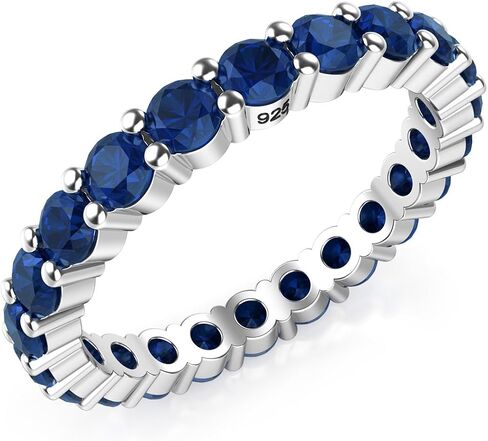 Metal Factory 3.50MM Sterling Silver 925 Blue CZ Eternity Engagement Wedding Band Ring in Saudi Arabia
