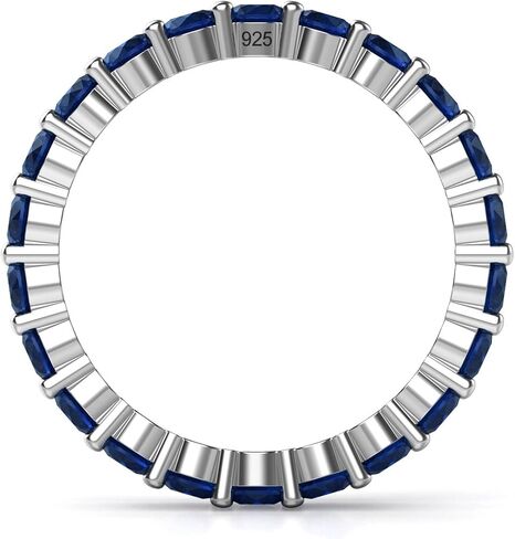 Metal Factory 3.50MM Sterling Silver 925 Blue CZ Eternity Engagement Wedding Band Ring in Saudi Arabia