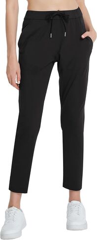 Foucome Women's Golf Pants with Pockets 7/8 Ankle Pants Stretchy Drawstring Sweatpants for Athletic, Lounge, Travel, Work in Saudi Arabia