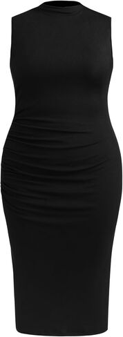 CIDER High Neck Ruched Midi Dress Curve & Plus in Saudi Arabia
