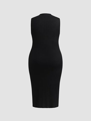 CIDER High Neck Ruched Midi Dress Curve & Plus in Saudi Arabia