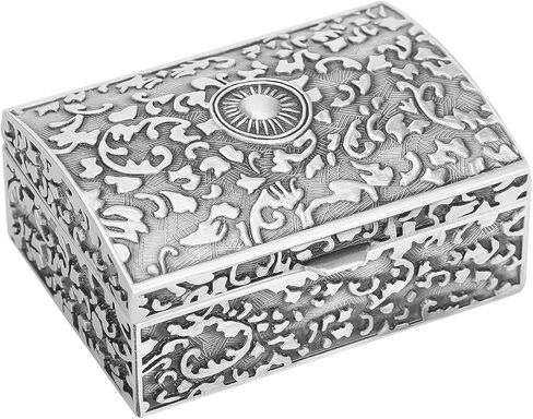 Vintage Metal Jewelry Gift Box, Small Ring/Earrings/Necklace/rosary Holder Storage Trinket Case, Keepsake Treasure Prizes Chest for Women Girl Decorative (Style 1) in Saudi Arabia