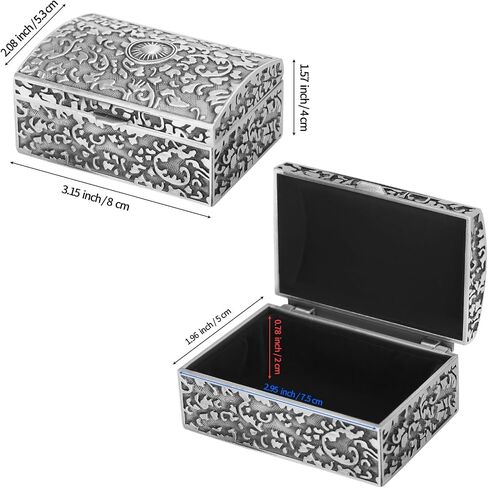 Vintage Metal Jewelry Gift Box, Small Ring/Earrings/Necklace/rosary Holder Storage Trinket Case, Keepsake Treasure Prizes Chest for Women Girl Decorative (Style 1) in Saudi Arabia