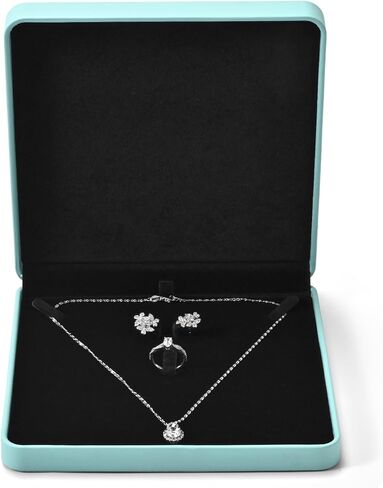 3 in 1 Large PU Leather Jewelry Set Box, Velvet Interior Necklace Jewelry Gift Boxes, Necklace Earring Ring Bracelet Holder for Birthday,Wedding, Valentine's Day Mother's Day (Blue) in Saudi Arabia
