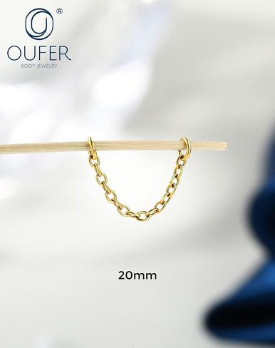 OUFER 316 Stainless Steel 4PCS Silver/Gold Connector Chain, Convertible Dangle Chain for Doule Ear or Nose Piercing, 20-35mm Hypoallergenic Piercing Chain for Helix Tongue Lip Nipple Piercing Jewelry for Women Men in Kuwait