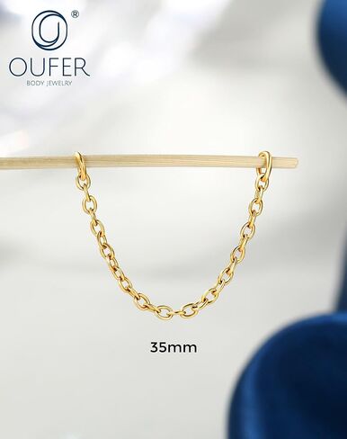 OUFER 316 Stainless Steel 4PCS Silver/Gold Connector Chain, Convertible Dangle Chain for Doule Ear or Nose Piercing, 20-35mm Hypoallergenic Piercing Chain for Helix Tongue Lip Nipple Piercing Jewelry for Women Men in Kuwait
