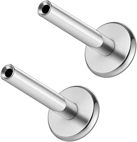 قطعتان من LADEMAYH ASTM F136 من التيتانيوم بظهر مسطح فقط، 20 جرام 18 جرام 16 جرام استبدال ظهر Labret بدون خيوط، 5 مم 6 مم 7 مم 8 مم طول قاعدة مسمار للأذنين الحساسة in Kuwait